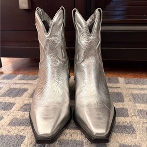 Reformation Metallic Silver Ankle Boots